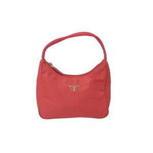 Prada Hobo Handbag One Shoulder Triangle Logo Red Nylon